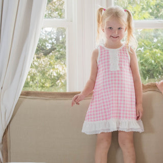 Gown with Bloomers - Pink Gingham - Sugar Bee Clothing