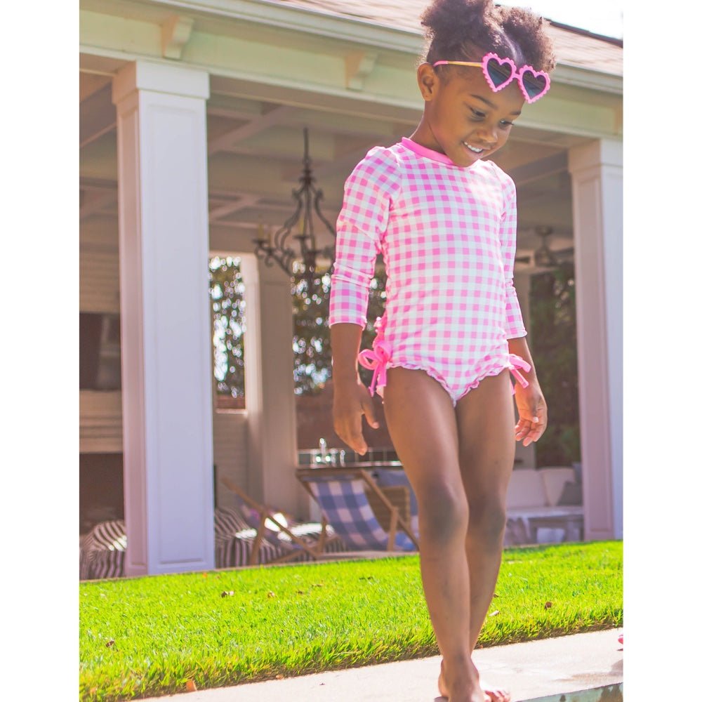 Ruffle Bottom Swimsuit Pink Gingham - Main Image