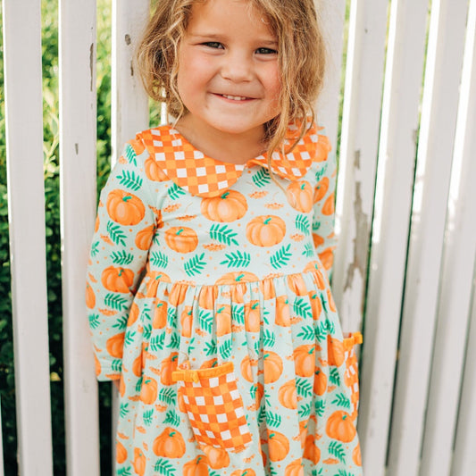 Mint Pumpkin Twirl Dress