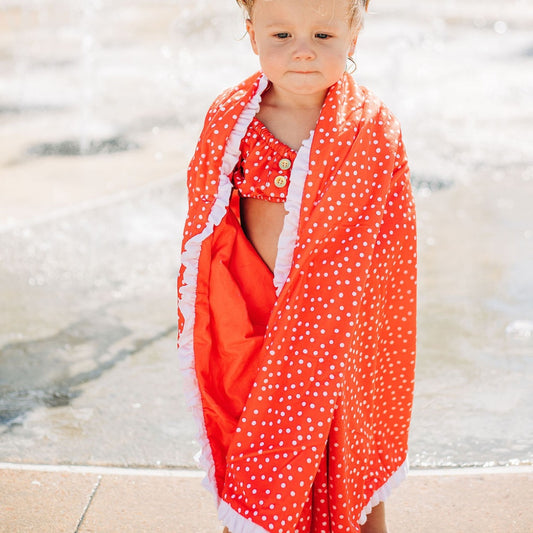 Swim Towel - Red Dots