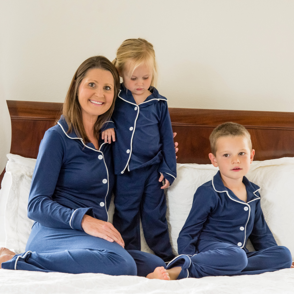 Solid Navy Button Down Pajamas