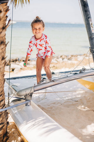 Ruffle Bottom Swimsuit - Crawfish - Sugar Bee Clothing